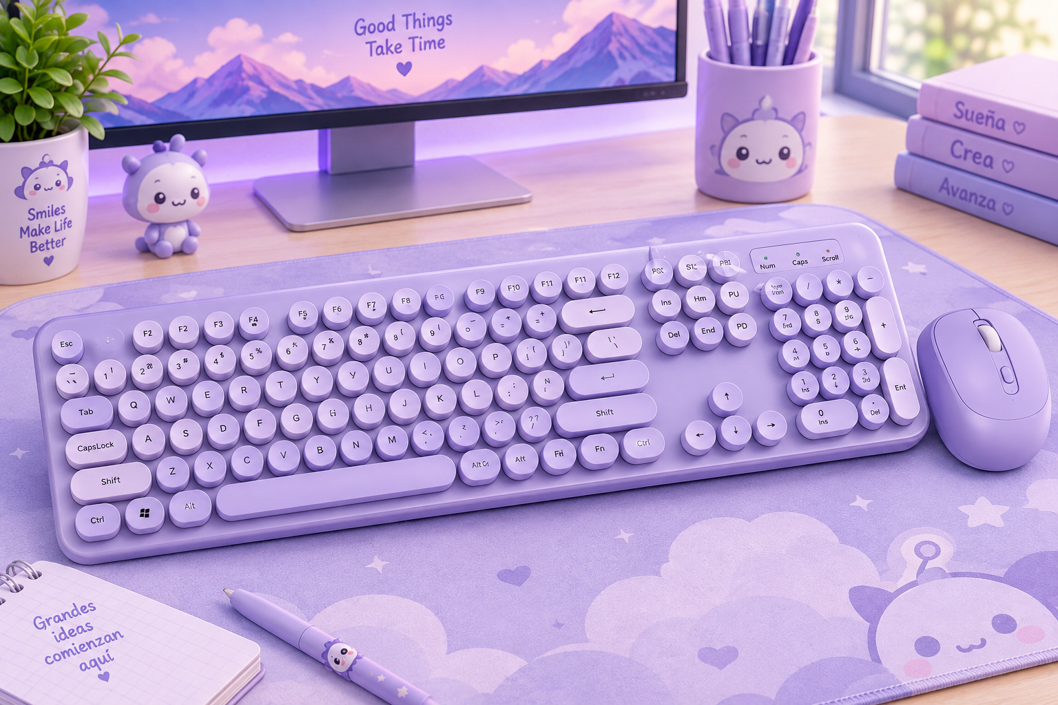 Teclado Y Mouse Inalámbricos Morado
