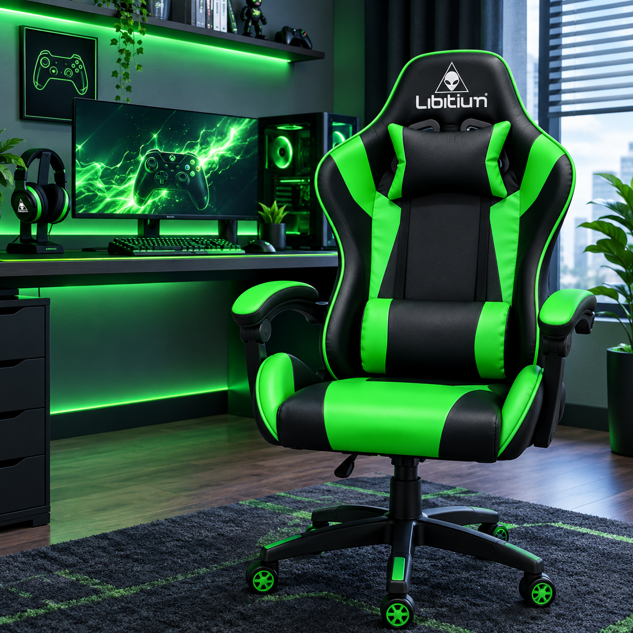 Silla Gamer Ergonómica Xtreme Life Reclinable en Vinipiel Verde