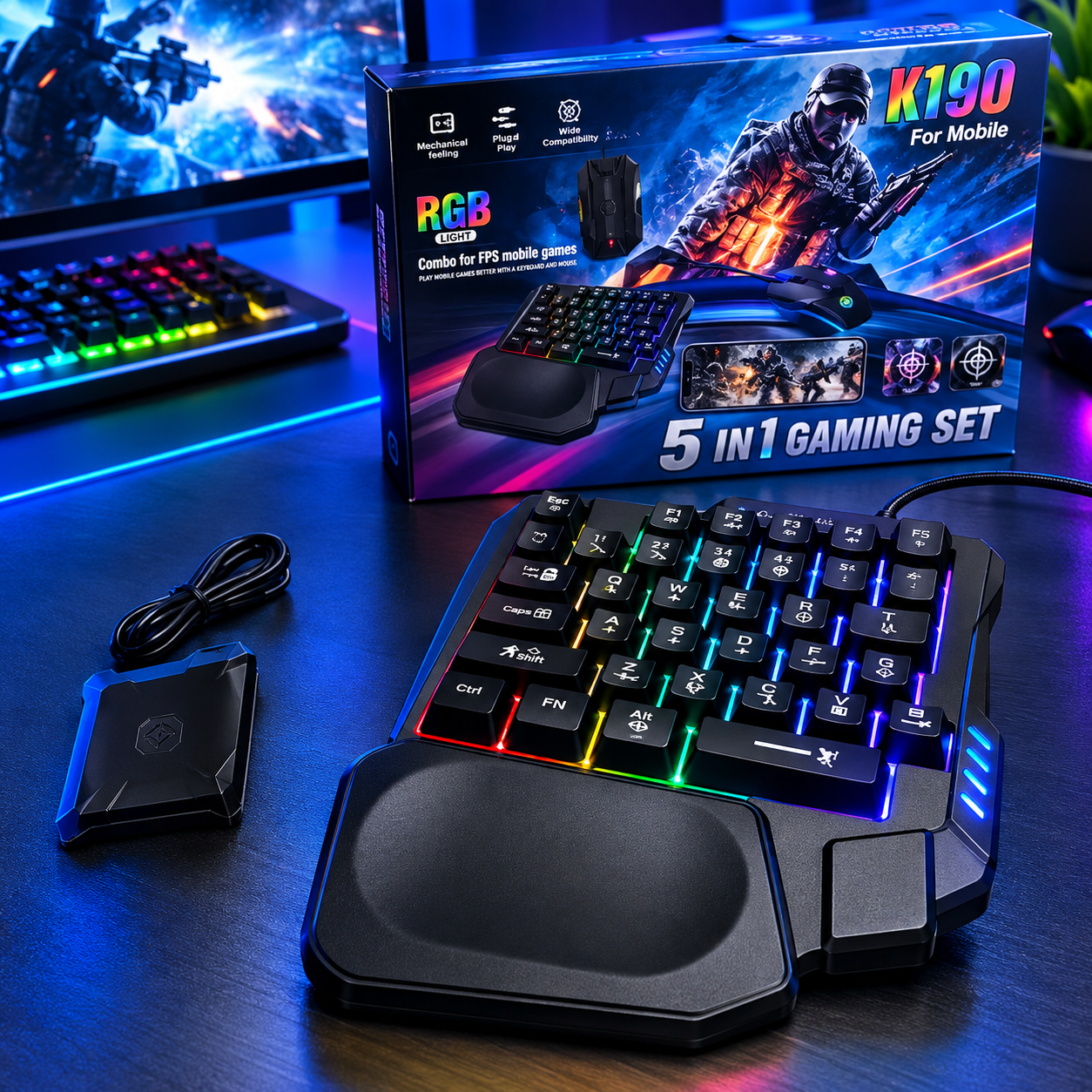 Kit Gamer X100 5 En 1 Para Celular Con Teclado Y Mouse Rgb