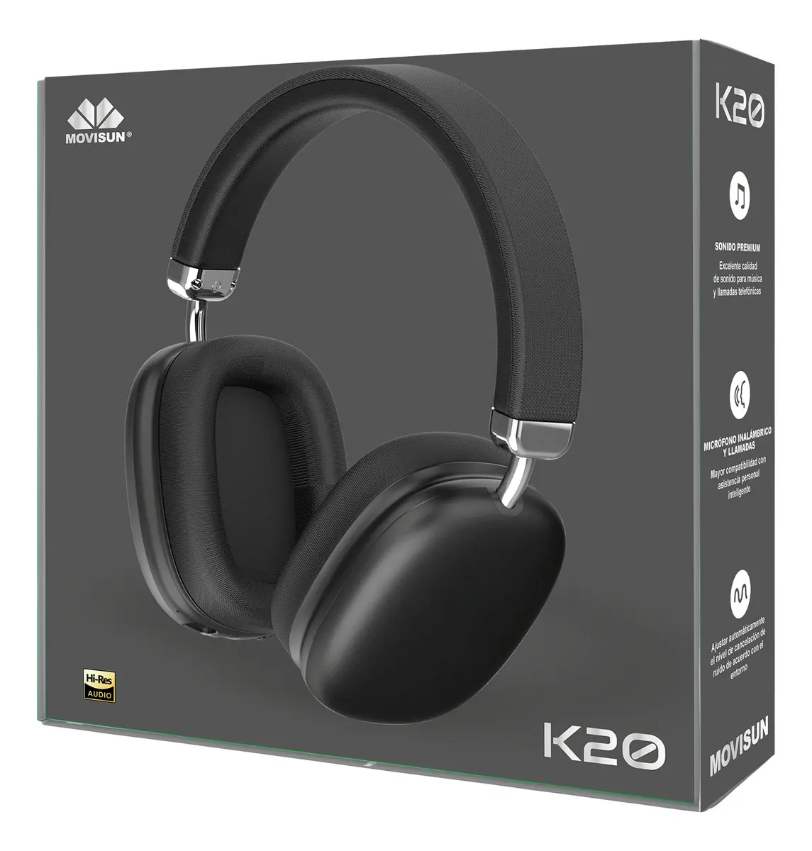 Audífonos Bluetooth Inalámbricos Movisun K20 Diadema Color Negro